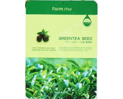 Тканевая маска с экстрактом зеленого чая FARM STAY GREEN TEA SEED VISIBLE DIFFERENCE MASK SHEET, 23 мл.