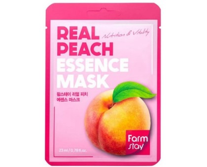 Тканевая маска  для лица с экстрактом персика FarmStay Real peach essence mask, 23мл