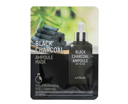 Тканевая маска для лица с экстрактом черного угля Dr.CELLIO Black Charcoal Ampoule Mask, 25 мл.