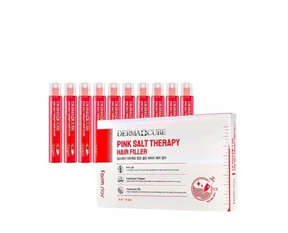 Укрепляющий филлер с розовой солью для волос FarmStay Derma Сube Pink Salt Therapy Hair Filler