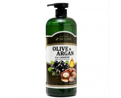Шампунь восстанавливающий для волос 3W Clinic Olive & Argan 2 in 1 Shampoo 1500 мл