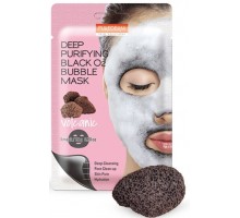 Глубоко очищающая кислородная маска для лица с вулканическим пеплом Purederm Deep Purifying Black O2 Bubble Mask Volcanic