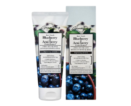 Пенка с экстрактами черники и асаи GRACE DAY Real Fresh Blueberry & Acai Berry Foam Cleanser, 100 мл.