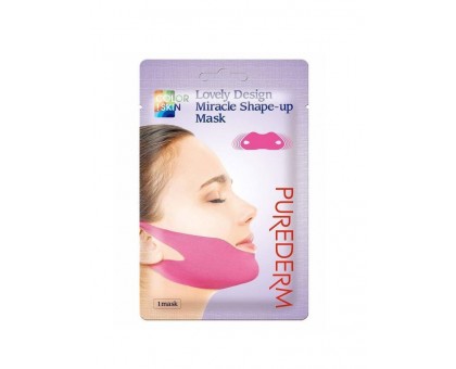 Гидрогелевая корректирующая маска-бандаж для подбородка Purederm Color Skin Lovely Design Miracle Shape-Up Mask