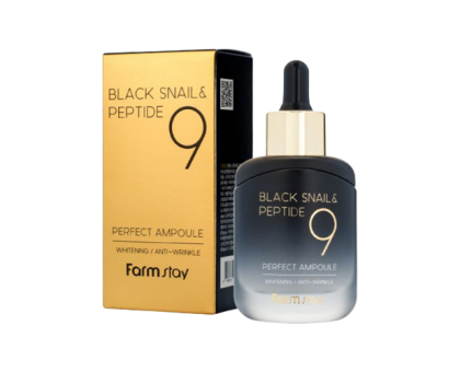 Омолаживающая сыворотка с муцином черной улитки и пептидами FARM STAY Black Snail & Peptide 9 Perfect Ampoule, 35 мл.