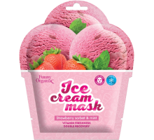 Охлаждающая тканевая маска-мороженое для лица Funny Organix Strawberry Sorbet & Mint Морозная свежесть, 22 г