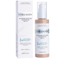 Тональный крем с коллагеном 3 в 1 для сияния кожи - Enough Collagen Whitening Moisture Foundation SPF 15, 100 gr
