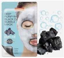 Глубоко очищающая кислородная маска для лица с древесным углем Purederm Deep Purifying Black O2 Bubble Mask Charcoal